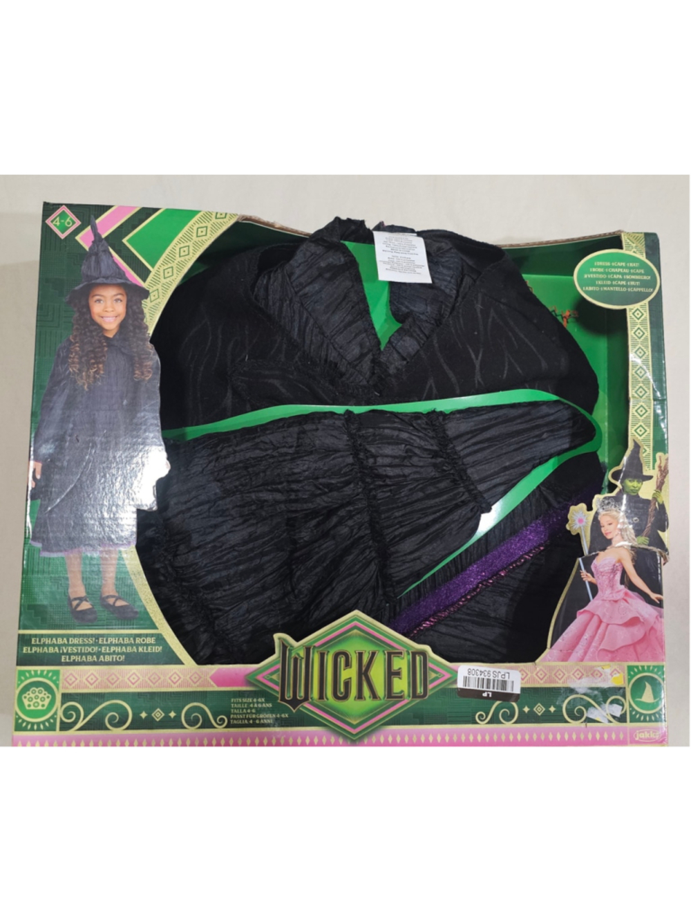 Girls Jakks Pacific Wicked Elphaba Costume Size 4-6 Black Purple